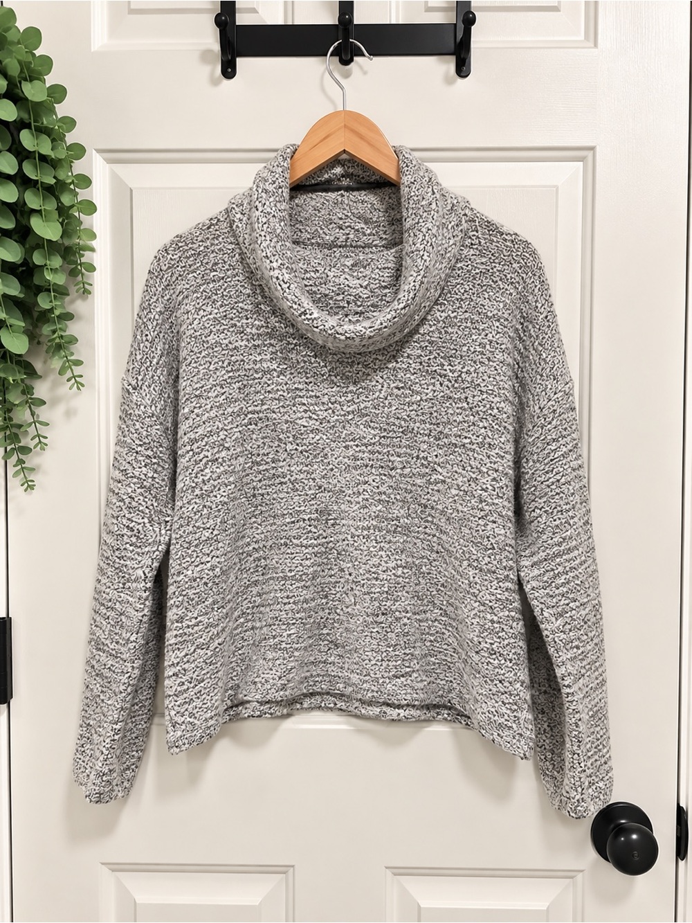 Madewell Sweater Womens XS Small Turtle Neck Marled Knit Rolled Neck White Black